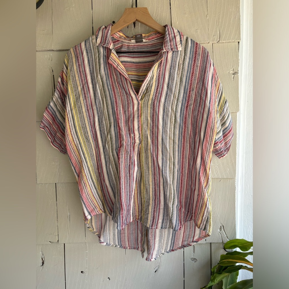 Pilcro Multicolor Stripe Popover Blouse